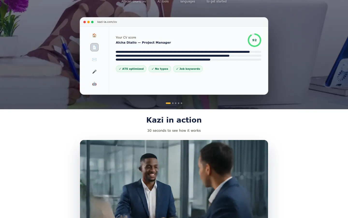 Kazi: preview of the score given to a CV